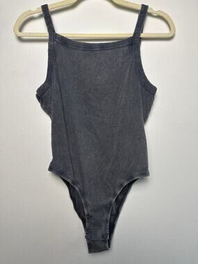 Primark Cares Mineral Acid Wash Ribbed Distressed-look Bodysuit | Size S